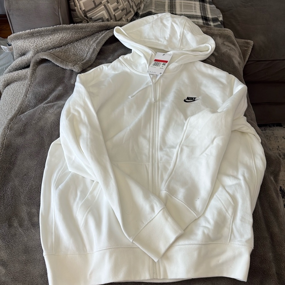 Nike White Zip-Up Jacket with Hood NWT SIZE LARGE